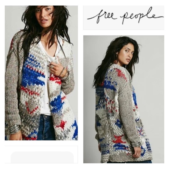 Free People Sweaters - Free People Fireworks Chunky Knit Cardigan Sweater With Lining Multicolor Size S